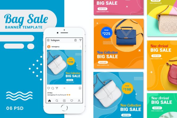 促销活动宣传图Instagram故事贴图模板 Bag Sale Banner Instagram Stories