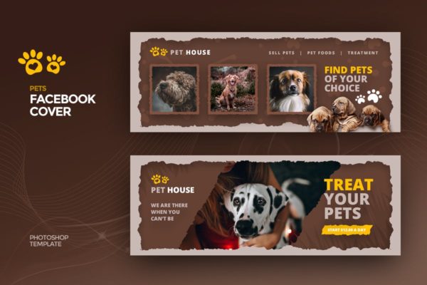 宠物医院诊所社交媒体主页封面设计模板 Pet House Facebook Cover Template