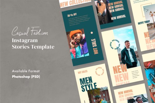 休闲时尚行业Instagram故事设计模板 Casual Fashion Instagram Stories Template