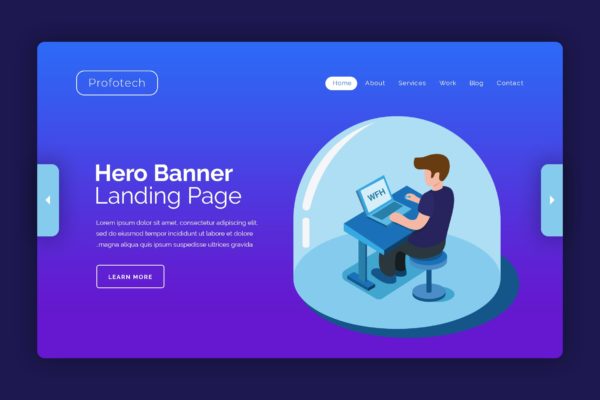 专业技术主题网站Banner图设计PSD模板 Profotech – Hero Banner Template