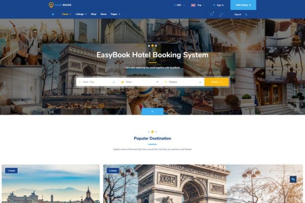 酒店＆旅游预订WordPress商城主题 EasyBook – Hotel & Tour Booking WordPress Theme