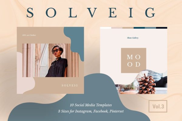 时尚色彩创意社交品牌故事广告设计模板v3 Solveig Social Media Pack Vol. 3