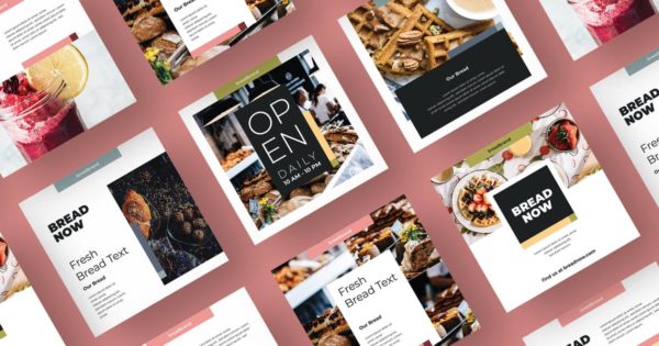 时尚品牌社交媒体餐厅美食推广设计素材v32 AFR Social Media Kit.32