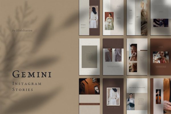 20个独特简约边框设计Instagram故事贴图模板 Gemini Instagram Stories