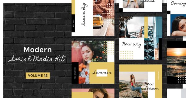 时尚现代设计风格社交媒体旅行故事分享模板v12 Modern Social Media Kit (Vol. 12)