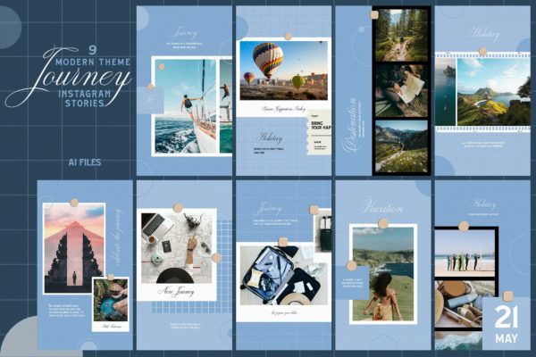 现代环球旅行主题Instagram品牌故事设计模板 Modern Theme – Journey Instagram Stories