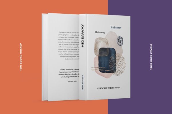 两本精装图书正背面封面设计效果图样机 Two Books Mockup