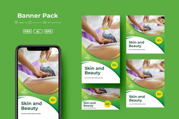 Spa养生会所广告Banner图设计模板v7 ADL Banner Pack.v7