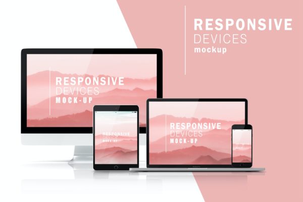 响应式网页设计多设备展示效果图样机模板v1 Responsive Devices Mockup V.1