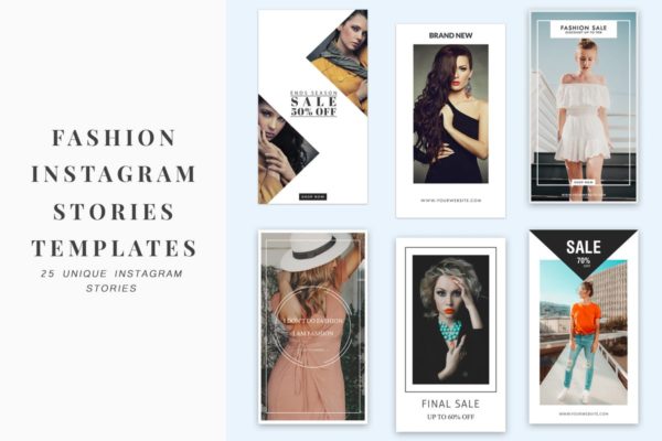 高端女装品牌社交平台广告故事设计模板 Fashion Instagram Stories Templates