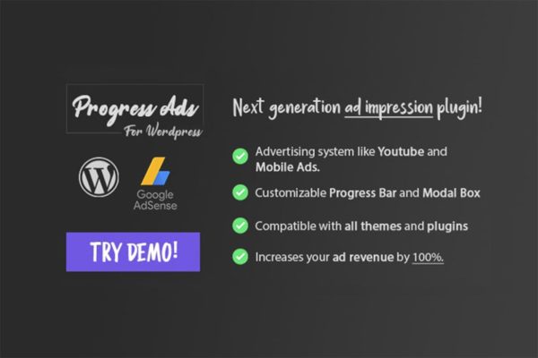 WordPress可跳过进度广告管理插件 Progress Ads – WordPress Skippable Ads Plugin