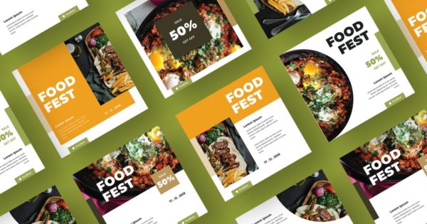 时尚品牌社交媒体餐厅美食推广设计素材v33 AFR Social Media Kit.33
