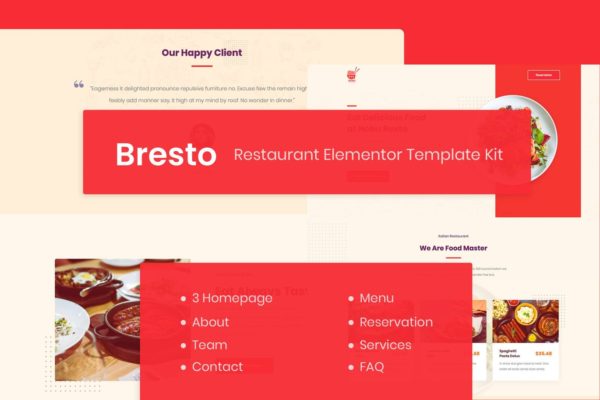高端意式西餐厅WP官网Elementor模板 Bresto | Restaurant Elementor Template Kit