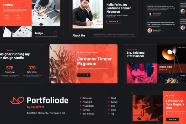 设计师/设计工作室网站WordPress主题[for Elementor] Portfoliode | Portfolio Elementor Template Kit