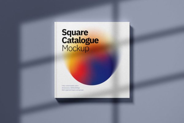 方形目录产品画册封面设计效果图样机 Square Catalogue Cover Mockup