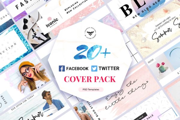 20+Facebook&Twitter社交媒体主页封面设计模板合集v1 Facebook & Twitter Cover Template