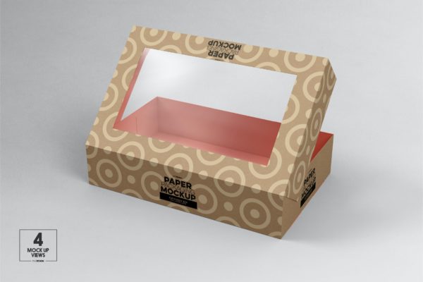 玩具产品透明窗包装纸盒设计样机模板 FlipTop Window Box Packaging Mockup