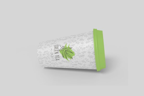 绿茶纸杯包装设计效果图样机模板v3 Tea Cup Mockup V3