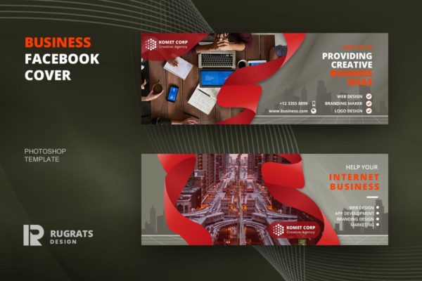 商务合作推广社交媒体主页封面设计模板 Business R9 Facebook Cover Template