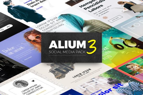 25个创意社交媒体广告设计模板合集 ALIUM 3 – Social Media Pack