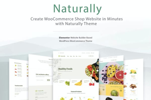 蔬果类网上商城WordPress电子商务WooCommerce主题 Elementor WooCommerce WordPress Theme – Naturally