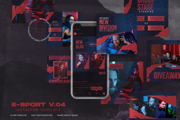 电子体育竞技&游戏主题Instagram社交推广素材v04 eSport & Gaming Instagram Template V.04