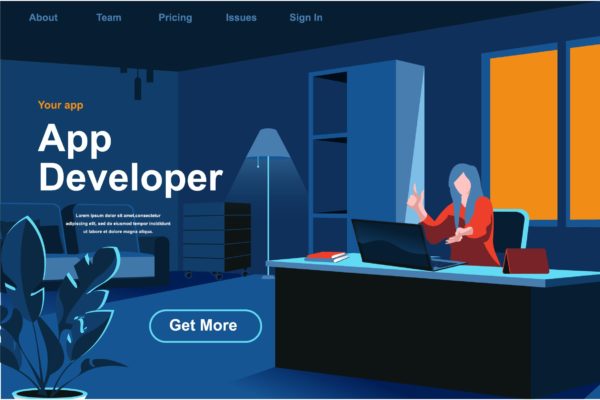 APP开发主题网站页面设计等距概念扁平插画 App Development Isometric Web Page Flat Concept