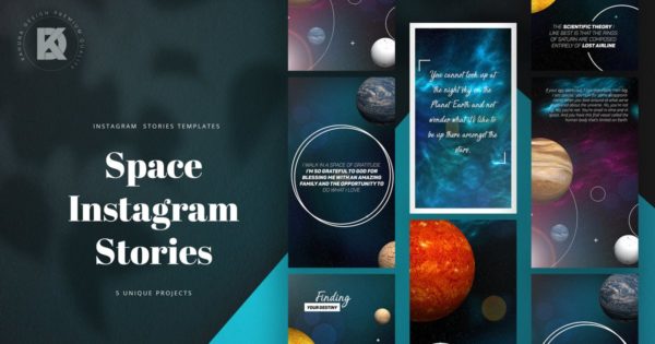 长方形设计天文科技展宣传Instagram模板 Space Instagram Stories