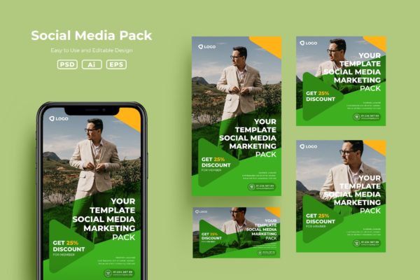 社交媒体H5页面手机端广告设计模板v3.10 SRTP Social Media Pack v3.10