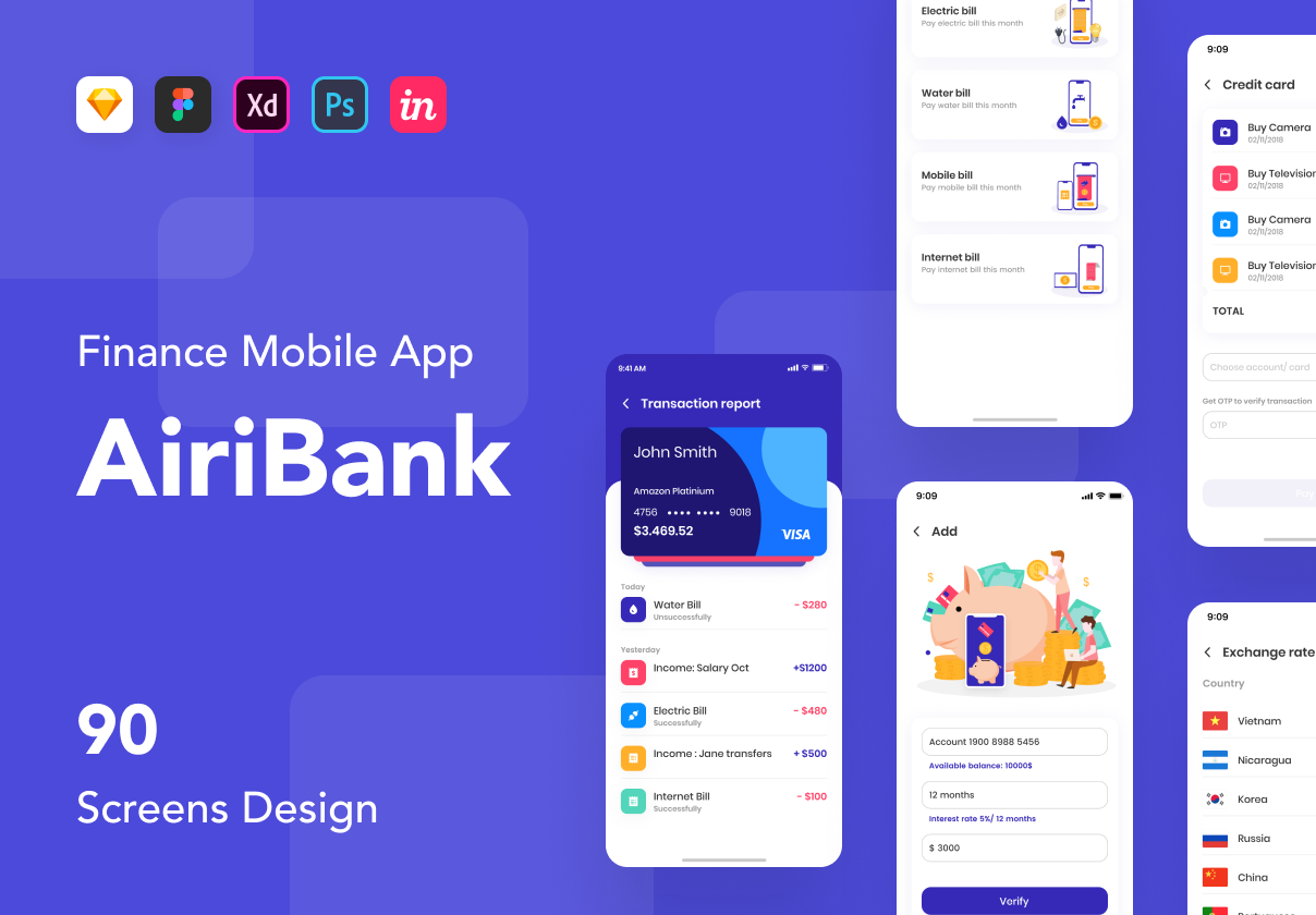 AiriBank – Finance Mobile App UI KIT