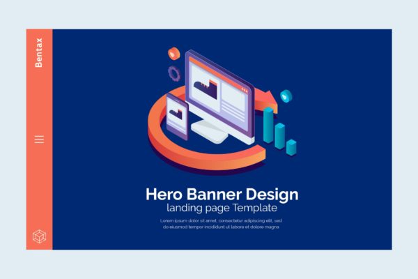 数字营销主题网站Banner图设计PSD模板 Bentax – Hero Banner Template