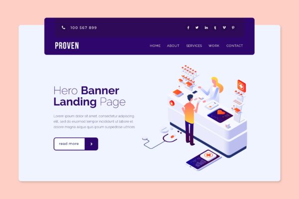 网站巨幅Banner设计-健康体检主题创意矢量插画素材 Proven – Hero Banner Template