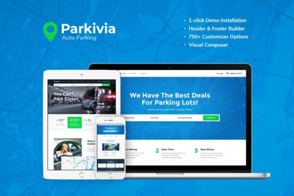 汽车自动停车服务&汽车维修服务网站WordPress主题 Parkivia | Auto Parking & Car Maintenance WP