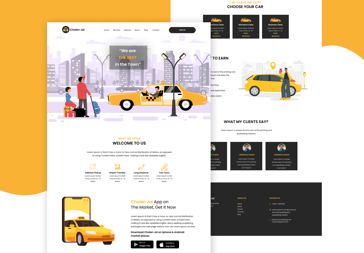 Taxi Booking (Cholen Jai) – Landing Page Design Template