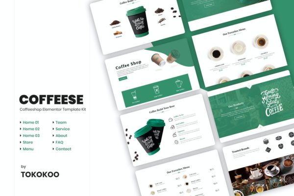 品牌咖啡厅WordPress官网设计Elementor模板套件 Coffesse | Coffee Shop Elementor Template Kit
