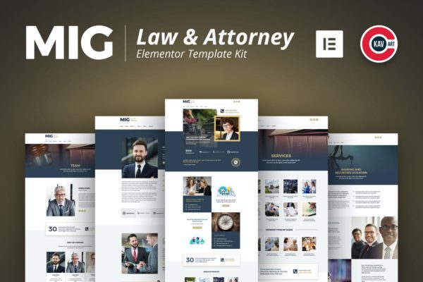 律师服务机构律师事务所网站设计Elementor模板套件 Mig – Law & Attorney Template Kit