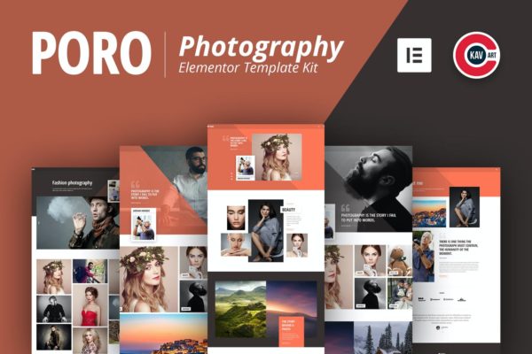 摄影工作室摄影服务企业WP网站Elementor模板套件 Poro – Photography Template Kit