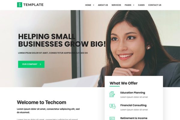 咨询服务企业网站WordPress网站Elementor模板 Techcom – Consulting Elementor Kit