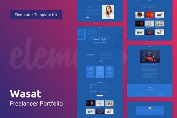 创意设计师个人网站简历网站WP主题Elementor模板 Wasat — Creative Portfolio Template Kit