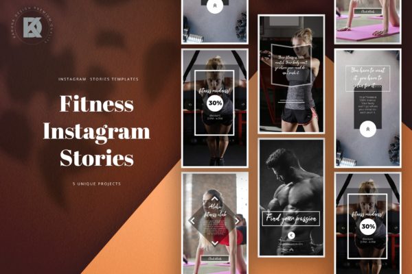 健身房俱乐部推广Instagram帖子模板 Fitness Instagram Stories