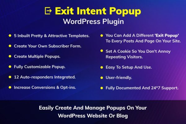 WordPress弹窗广告管理插件 Exit Intent Popup WordPress Plugin