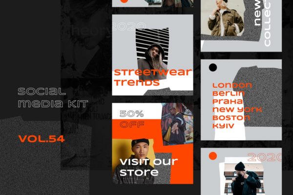 时尚品牌推广社交媒体广告图设计素材v54 Social Media Kit (Vol.54)