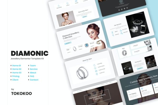 珠宝品牌WP官网设计Elementor模板 Diamonic | Jewellery Elementor Template Kit