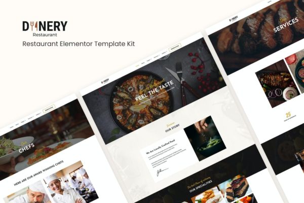 西式餐厅网站WordPress主题模板[for Elementor] Dinery | Restaurant Elementor Template Kit