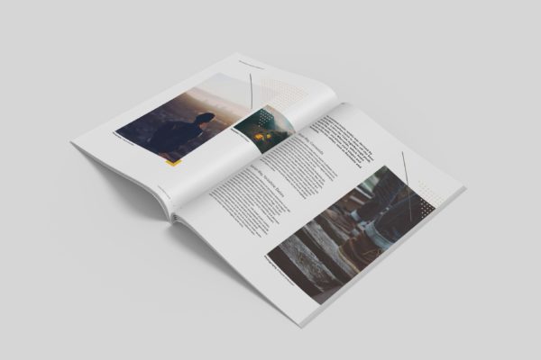 极简主义杂志内页版式设计开页效果图样机v2 Clean Magazine Mockup V2