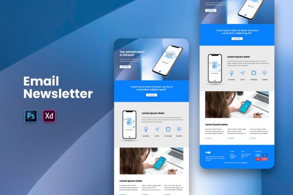 时尚企业营销网站EDM邮件通讯模板 Mobile App Email Newsletter