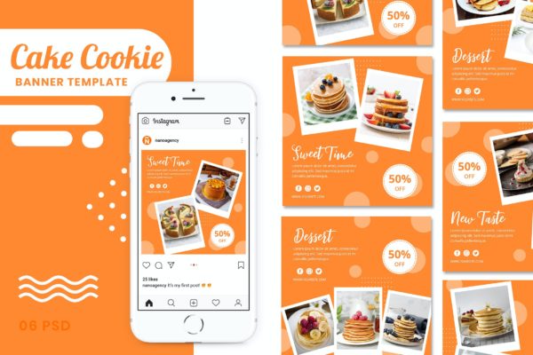 蛋糕烘焙品牌推广社交平台广告Banner设计模板 Cake Banner Templates