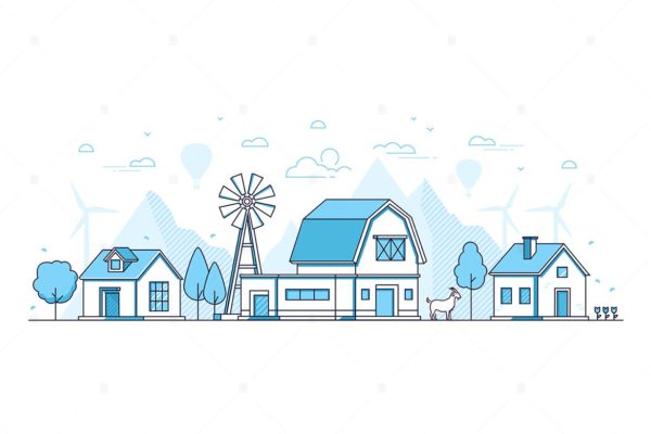 有机农业主题线性设计风格矢量插画 Organic farming – line design style illustration
