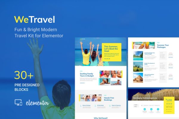 旅行旅游服务/代理公司WP网站Elementor模板套件 WeTravel – Travel and Tourism Template Kit