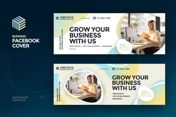 企业智囊团/企业咨询服务社交媒体主页封面设计模板 Gregor19 Business Facebook Cover Template